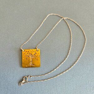 Kathy Bransfield Goethe Tree of Life pendant silver 925 and gold plated brass.